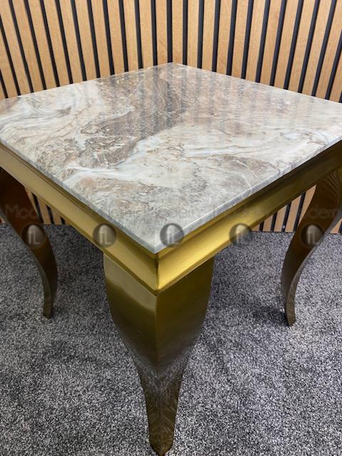 Gold Louis Side Table Natural Stone Marble Top Lamp Table Gold Leg