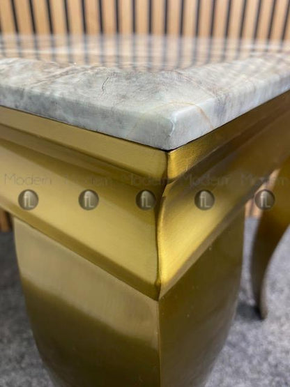 Gold Louis Side Table Natural Stone Marble Top Lamp Table Gold Leg