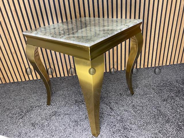 Gold Louis Side Table Natural Stone Marble Top Lamp Table Gold Leg