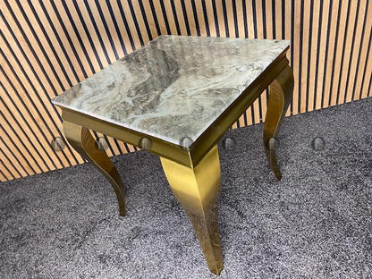 Gold Louis Side Table Natural Stone Marble Top Lamp Table Gold Leg