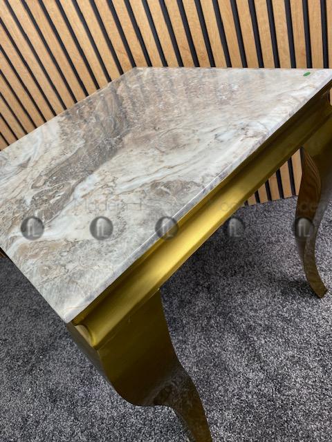 Gold Louis Side Table Natural Stone Marble Top Lamp Table Gold Leg