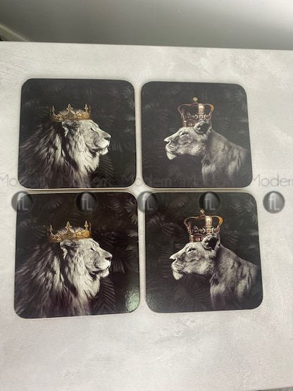 King & Queen Lion set of 4 Coasters