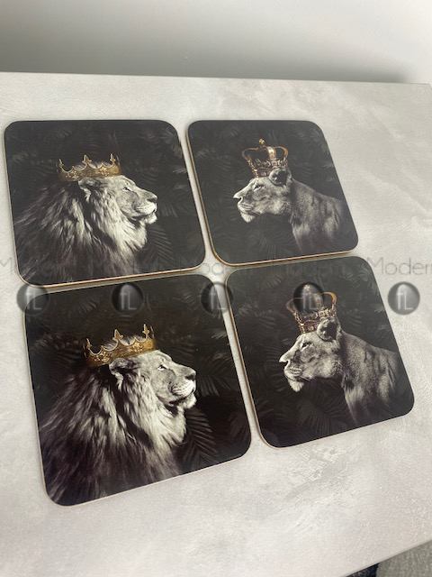 King & Queen Lion set of 4 Coasters