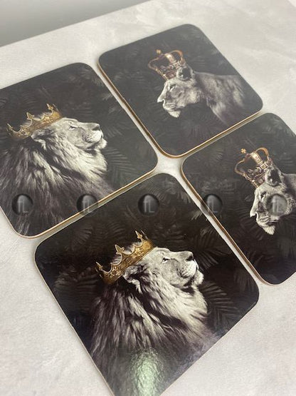 King & Queen Lion set of 4 Coasters