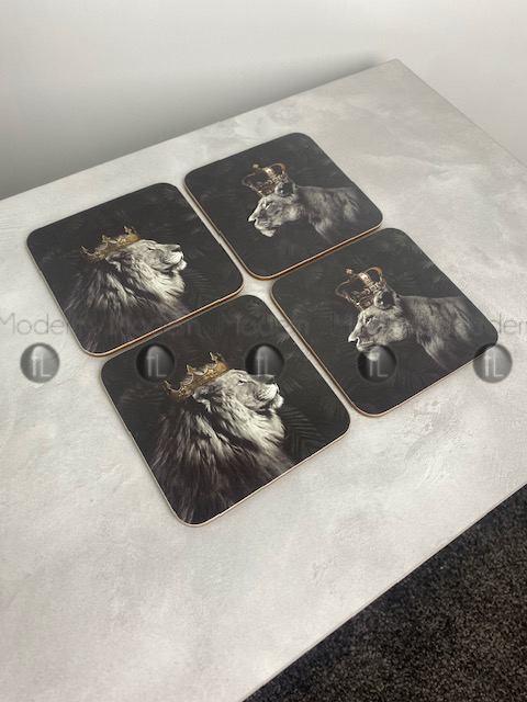 King & Queen Lion set of 4 Coasters