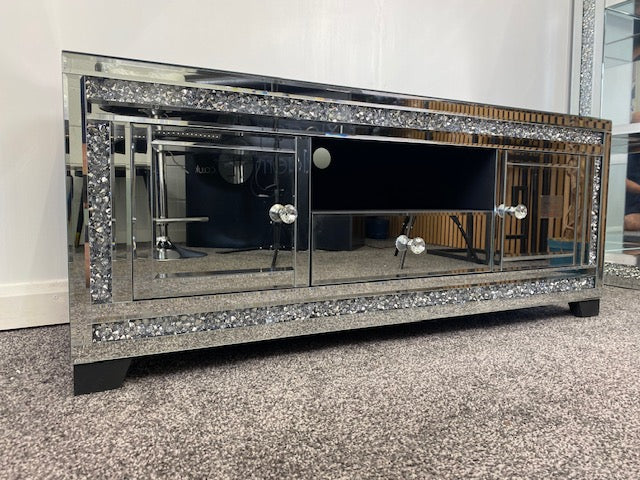 Mirrored Crushed Diamond 120 cm TV Stand