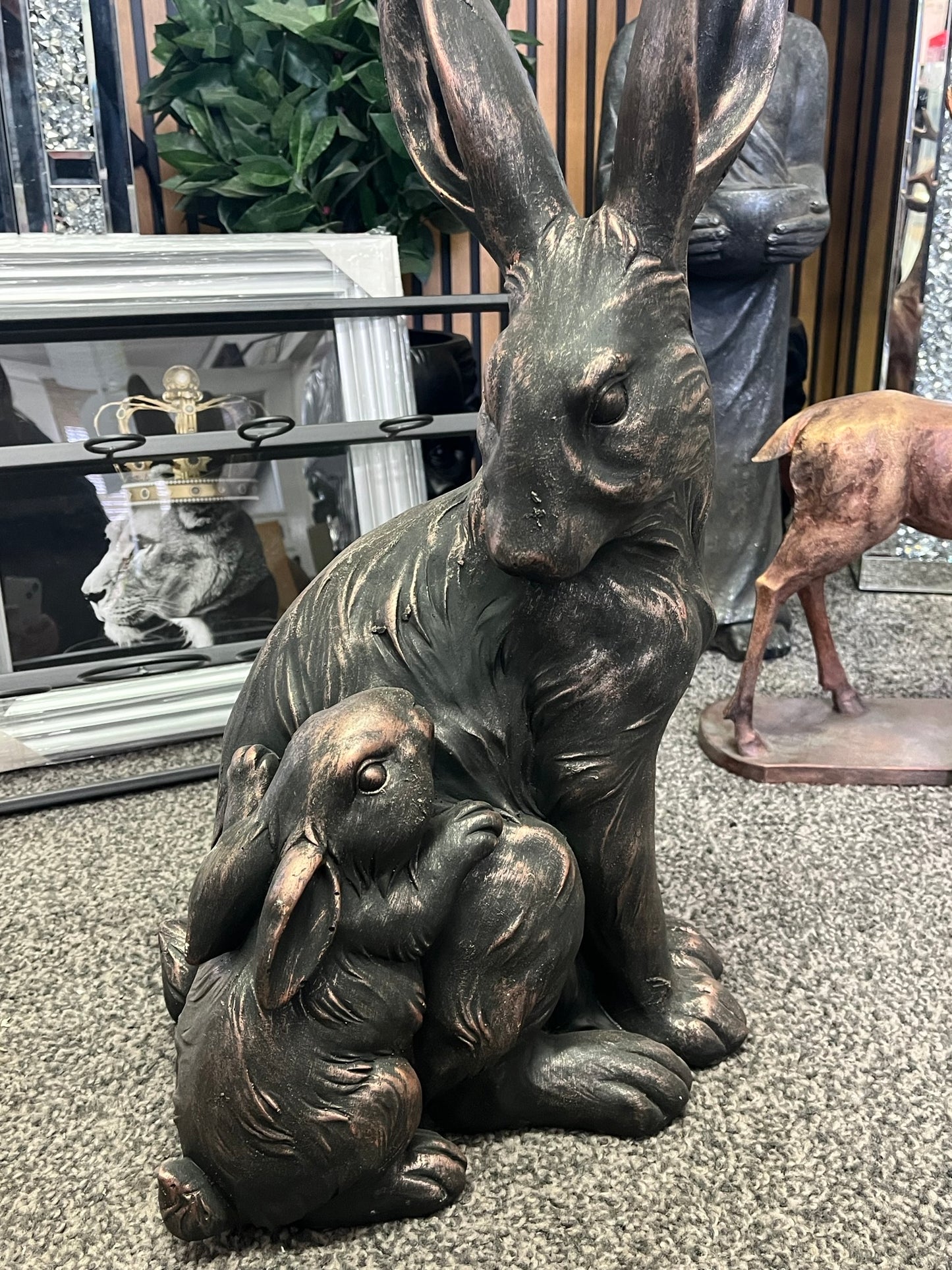 Hare With Her Baby Garden Ornament