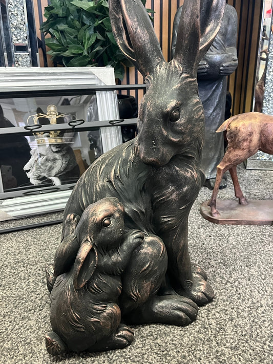 Hare With Her Baby Garden Ornament