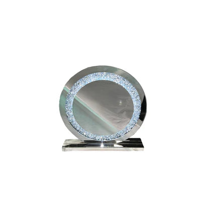 Stunning Crushed Crystal Round LED Vanity Mirror, Round Make up Mirror