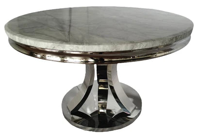 Marble New Wave Dining Table With Chrome Leg, Marble Colour Option