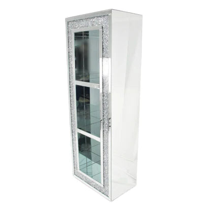 Tall crushed crystal bookcase, Glitz sparkle display cabinet 150cm high