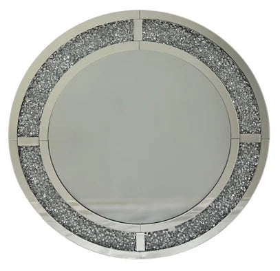 Luxury crushed diamond round wall mirror 90cm