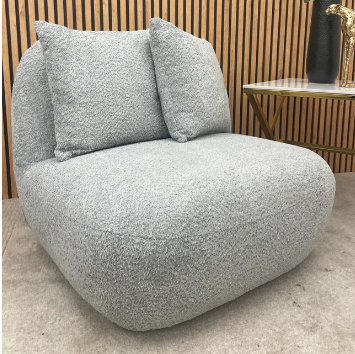 Accent snuggle swivel chair, boucle fabric accent chair