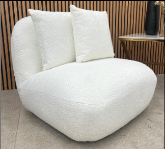 3 Seater White Boucle Fabric Sofa, Teddy bear fabric sofa