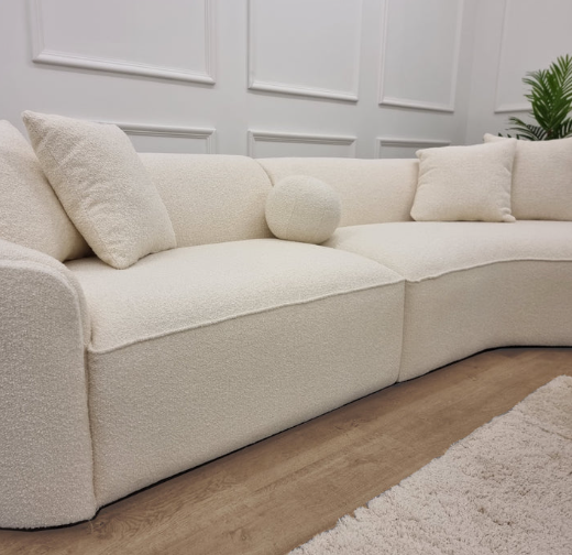 3 Seater Ivory Pebble, Ivory Boucle Sofa