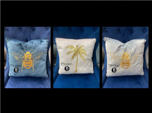 Embroidered 40x40 velvet cushions