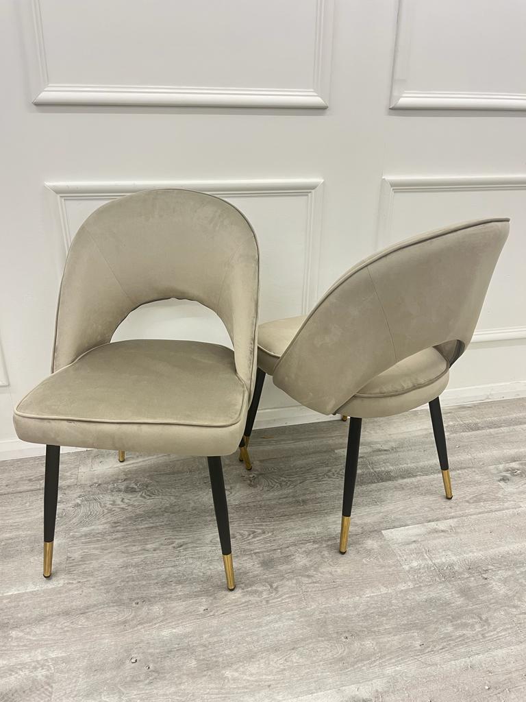 Velvet Dining Chair Open Back Gold Pin Legs, Modern Dining Chair