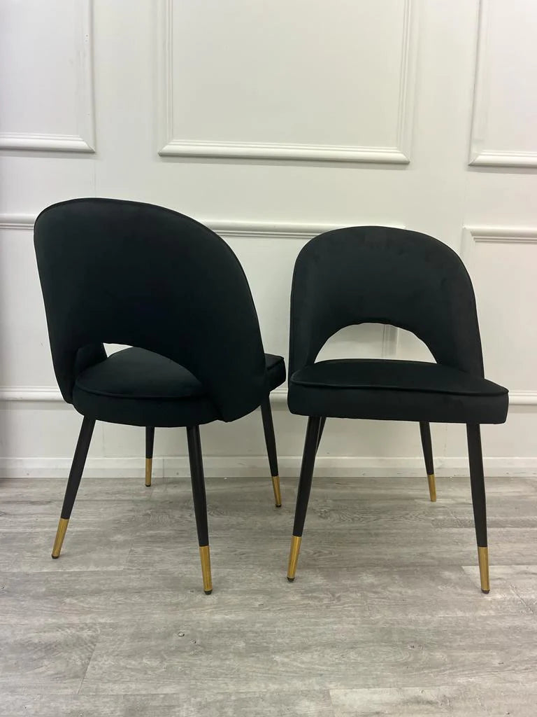 Velvet Dining Chair Open Back Gold Pin Legs, Modern Dining Chair