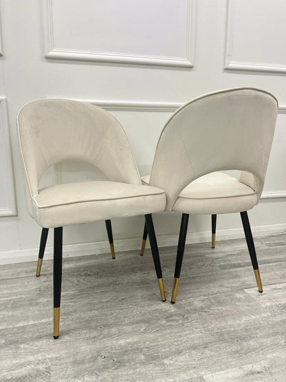 Velvet Dining Chair Open Back Gold Pin Legs, Modern Dining Chair