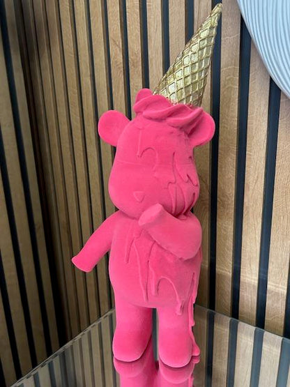 Pink Teddy Bear Ornament with Dripping Ice Cream