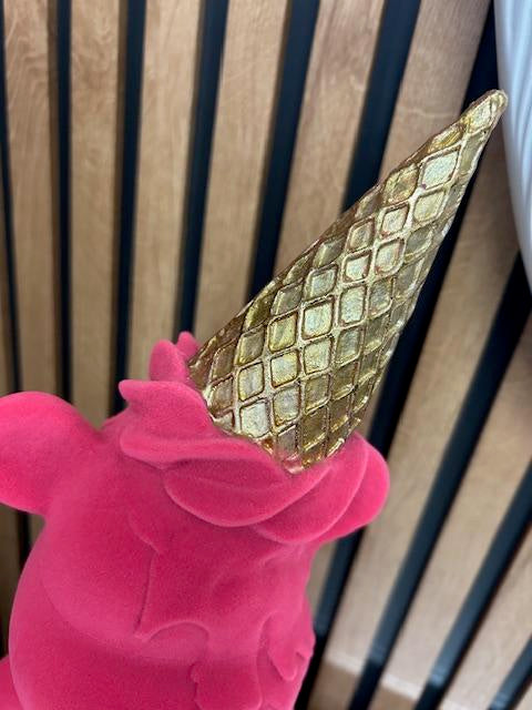 Pink Teddy Bear Ornament with Dripping Ice Cream