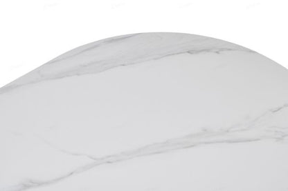 2m Oval Dining Table Black & White Sintered stone, Wood base 200cm wide