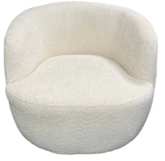 Ivory White Boucle Fabric tub Chair