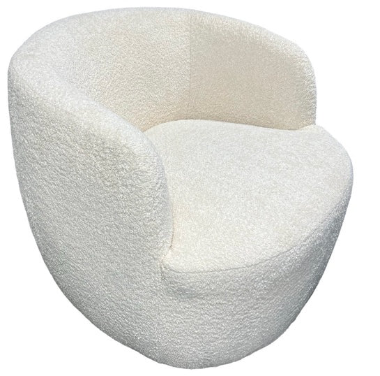 Ivory White Boucle Fabric tub Chair