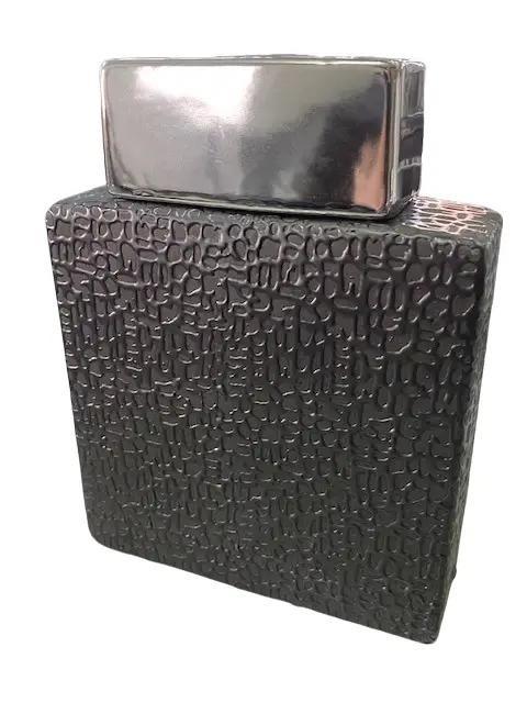 Ginger jar black textured Pattern decor 22cm high