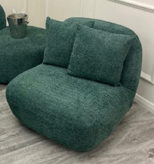 Accent snuggle swivel chair, boucle fabric accent chair