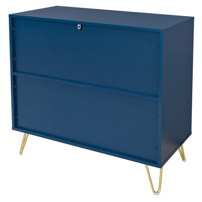 80cm wide Blue 2 door sideboard, Blue sideboard with Gold metal legs