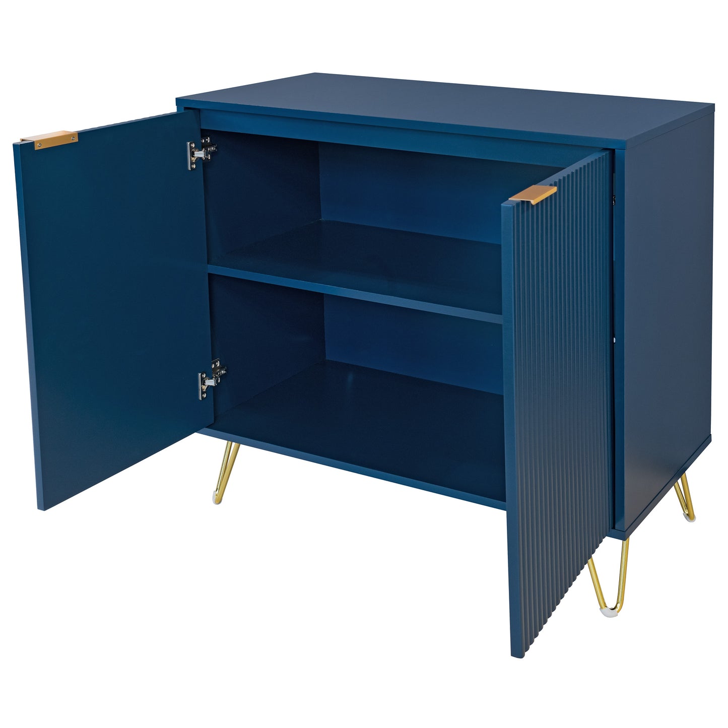 80cm wide Blue 2 door sideboard, Blue sideboard with Gold metal legs