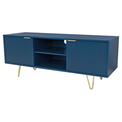 120cm wide Blue TV stand for up to 60” TV Gold Leg