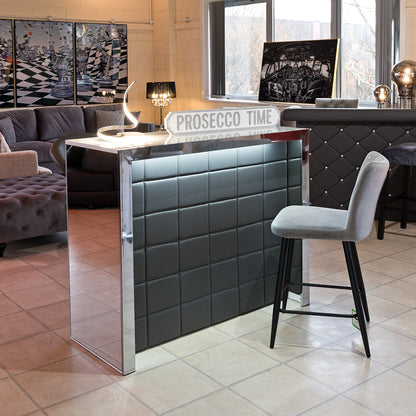 Grey and Black Mirror Hollywood Bar unit with LED Strip light