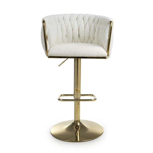 Woven Textured Effect Bar Stool Gold Base