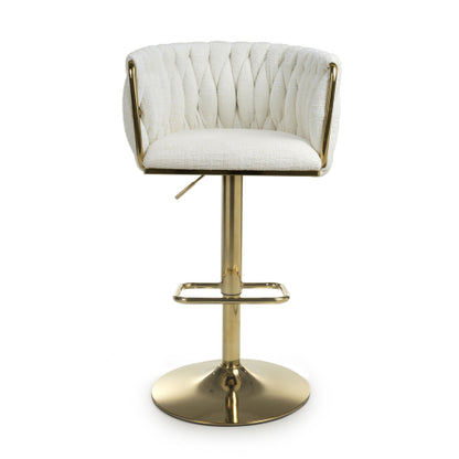 Woven Textured Effect Bar Stool Gold Base