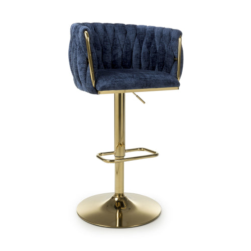 Woven Textured Effect Bar Stool Gold Base