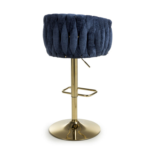 Woven Textured Effect Bar Stool Gold Base