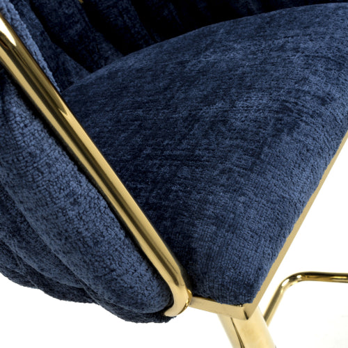 Woven Textured Effect Bar Stool Gold Base