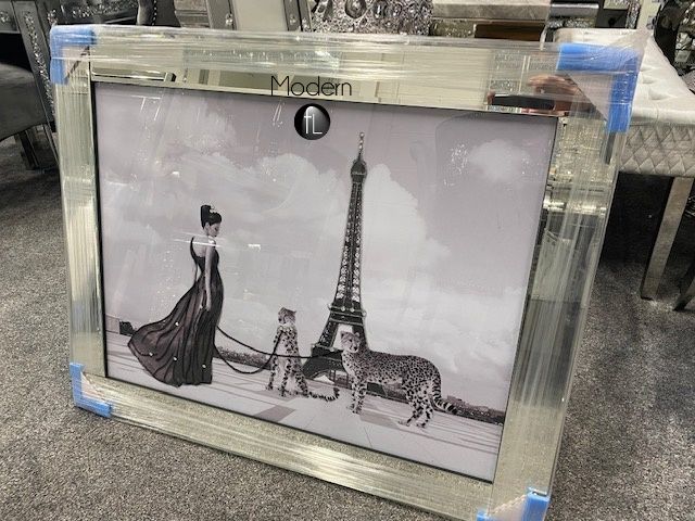 Stunning Lady in Paris Eiffel Tower with Leopards picture