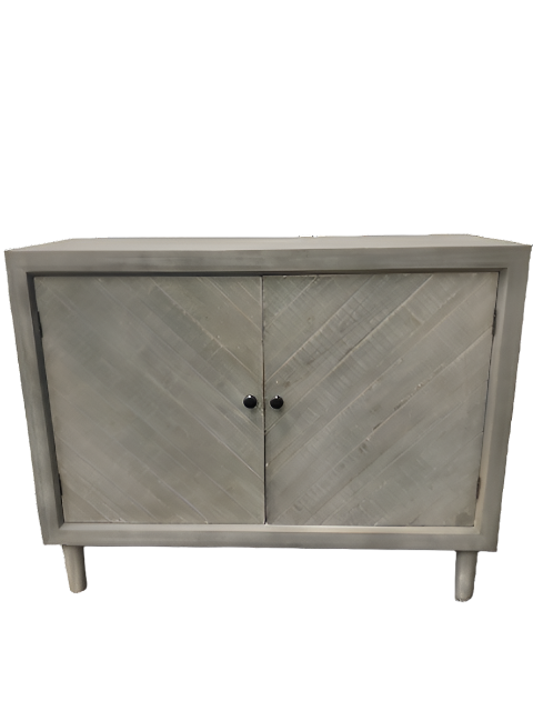 Weathered soft grey wood 2 door sideboard, grey wood 2 door rustic cabinet