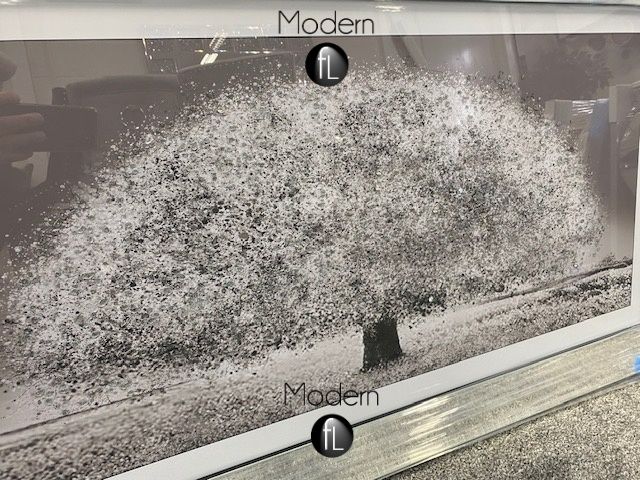 Stunning silver grey blossom tree 3D glitter art picture in a mirrored frame