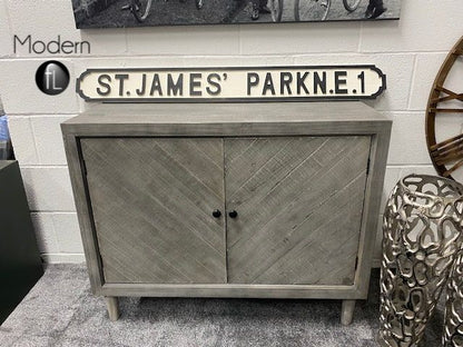 2x Weathered soft grey wood 2 door sideboard, grey wood 2 door rustic cabinet