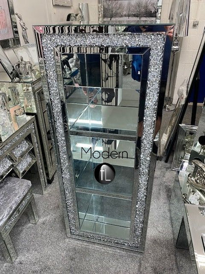 180 cm Tall crushed crystal bookcase, Glitz sparkle display cabinet