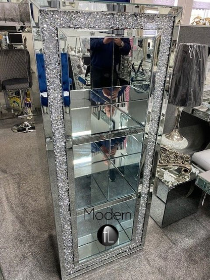 180 cm Tall crushed crystal bookcase, Glitz sparkle display cabinet