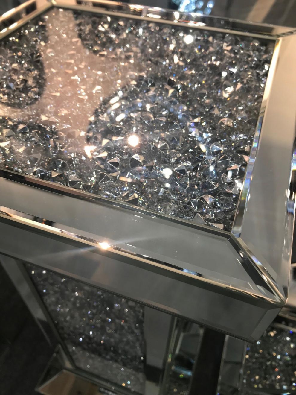 Crushed Crystal Mirrored Pedestal