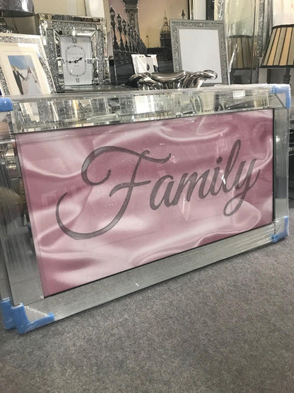 Pink family sparkle glitz mirrored picture