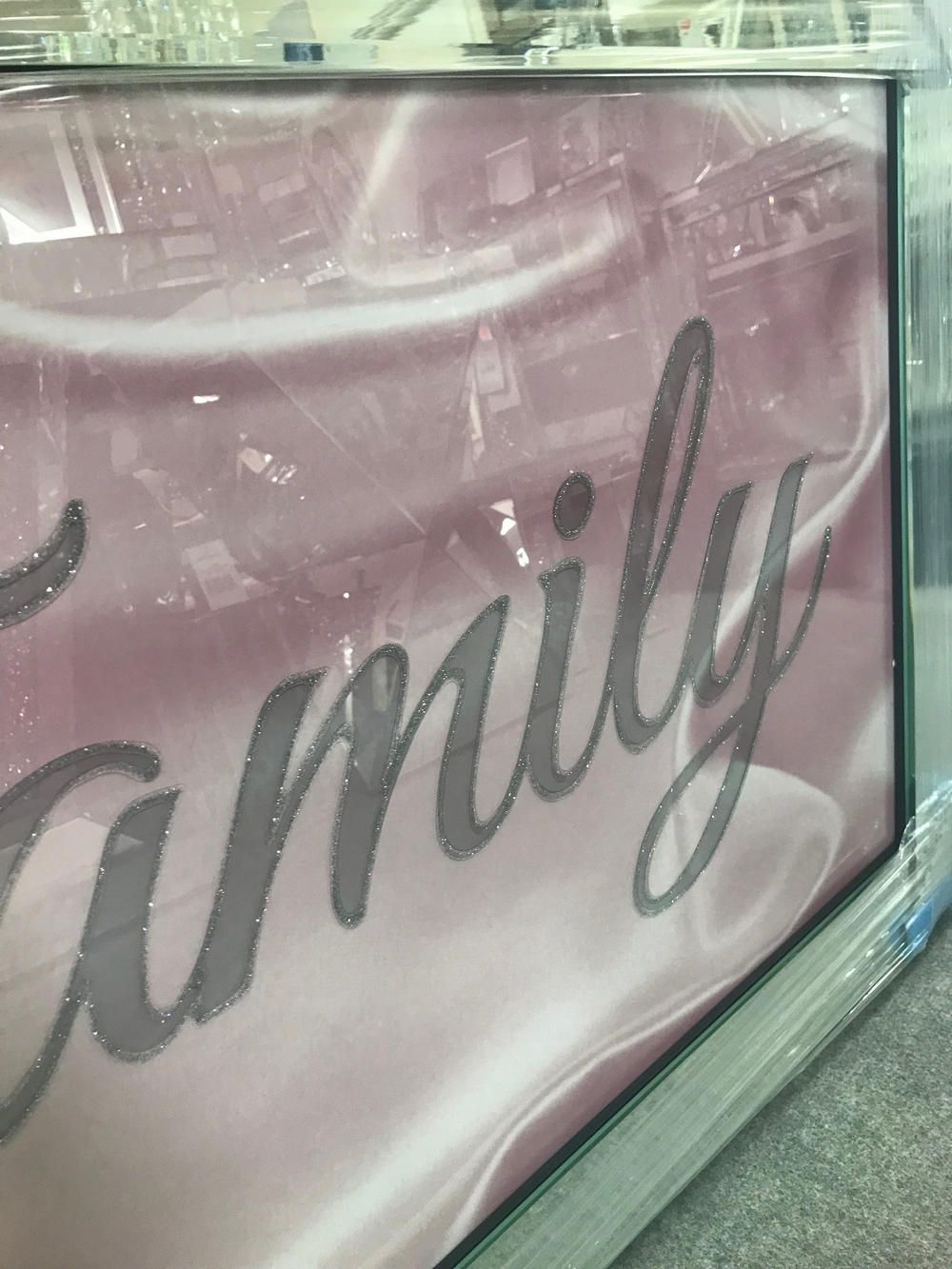 Pink family sparkle glitz mirrored picture