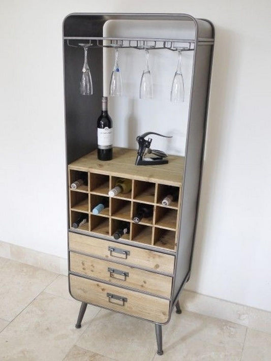 Industrial style free standing wine cabinet