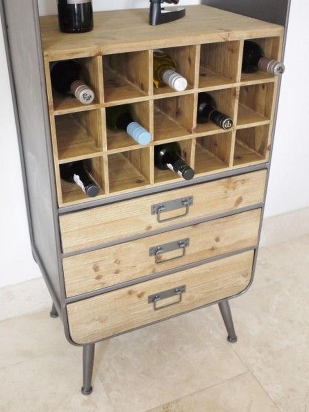 Industrial style free standing wine cabinet